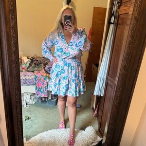 Floral Cristiana dress size 14 NWT Pink and Blue Long Sleeve Dress